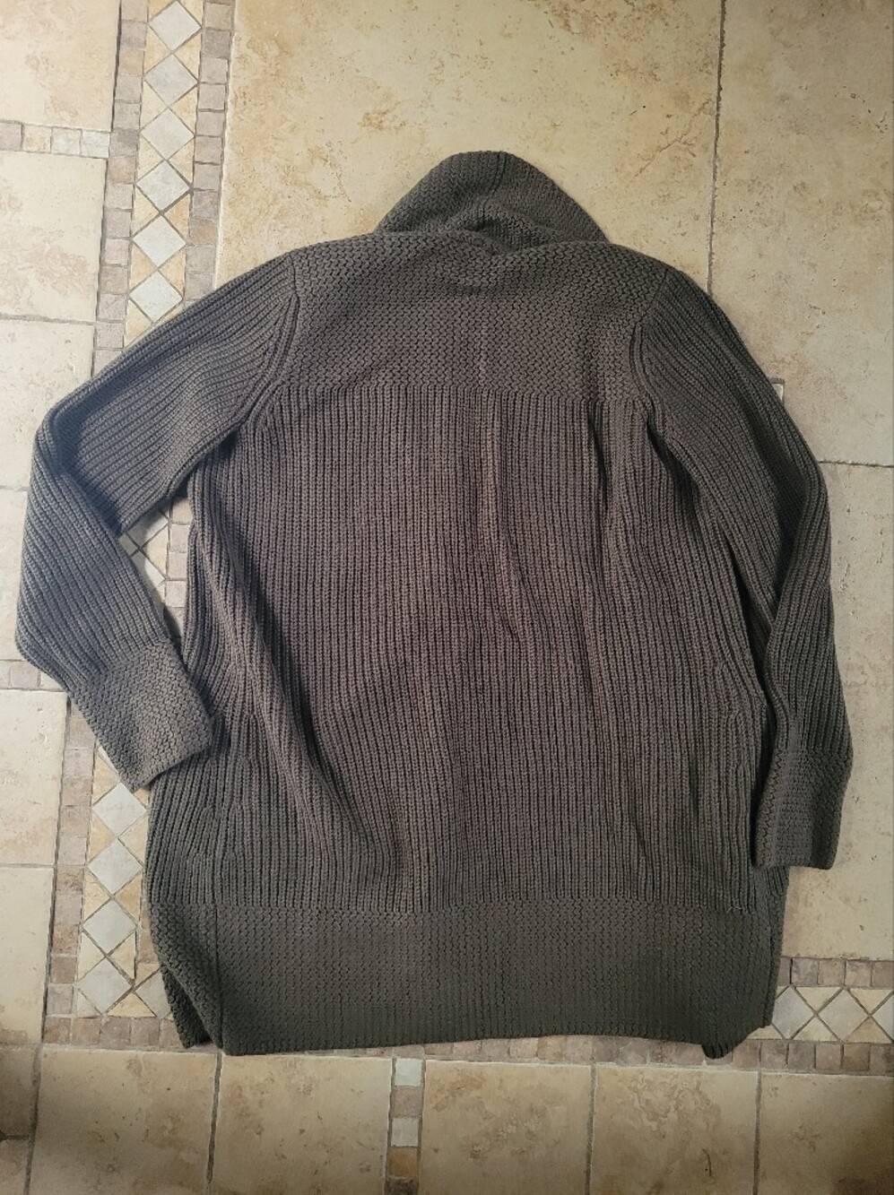 Talbots Olive Knit Shawl-Collar Open Cardigan - Picture 5 of 5